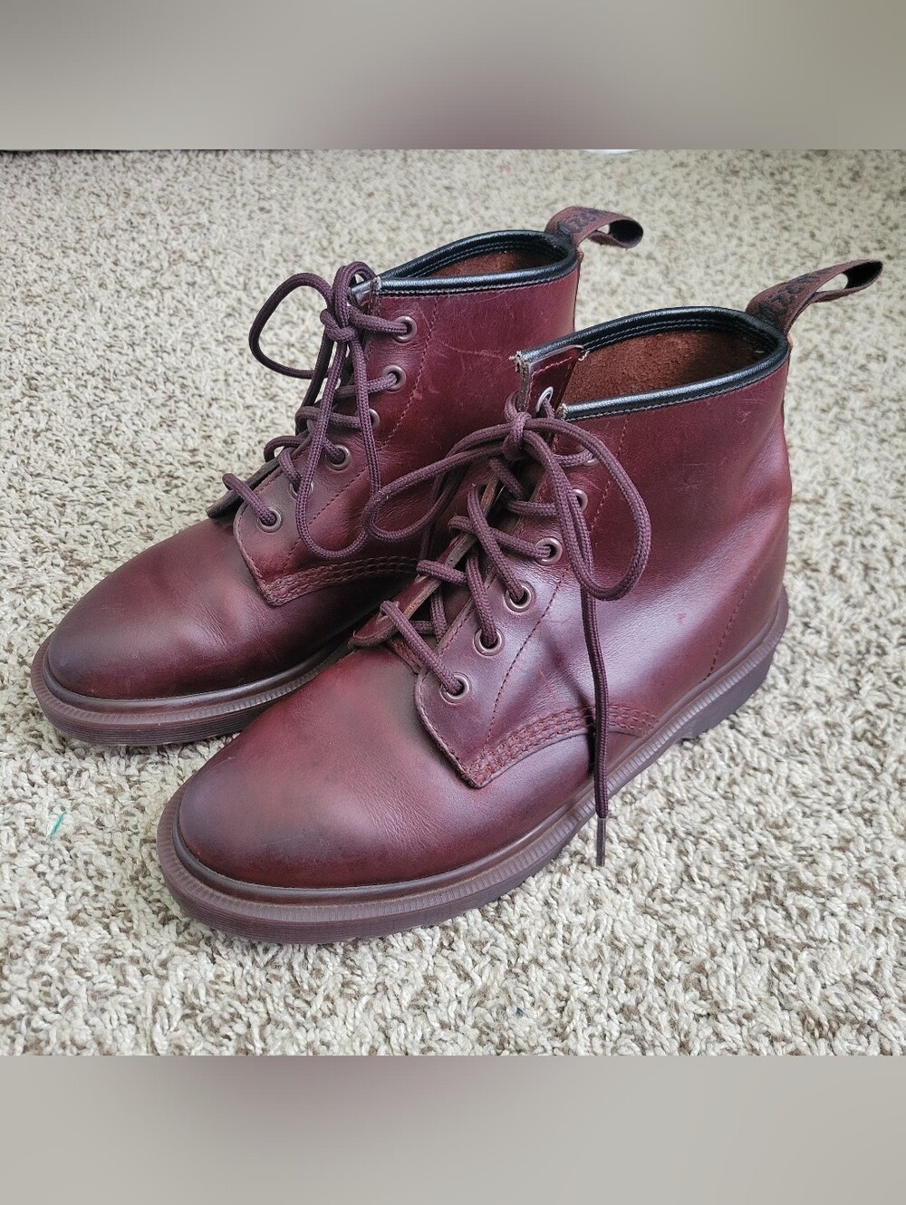 Dr. Martens 101 Brando Leather Oxblood Boots Shoes Lace Up 6 Eye M 6 Women's 7